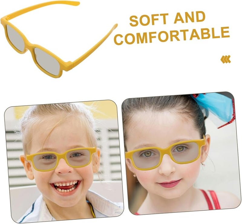 Yellow Plastic Frame 3D Glasses 6 Pack For Kids Family Movie Night Home Theater - Image 3